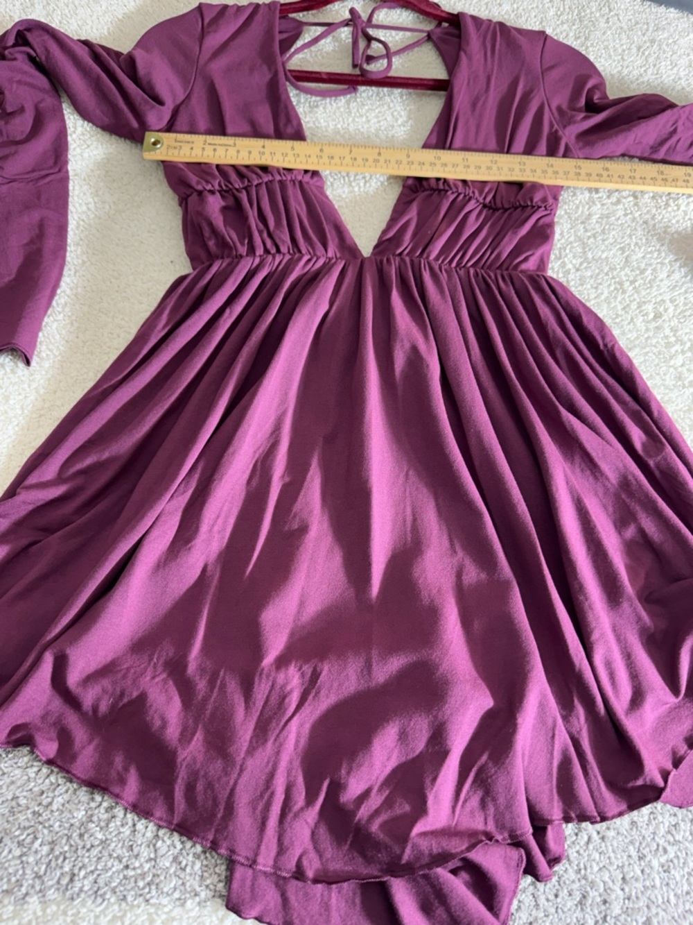 Oh polly Dress womens size 4 Lara deep plunge plum purple sexy fairy Mini New‎ - Picture 10 of 12